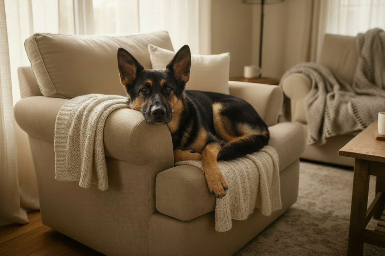 Black and Red German Shepherd Finally Home