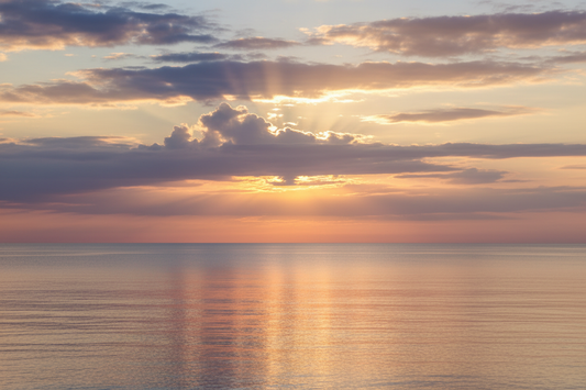 Golden Hour Ocean Sunbeams