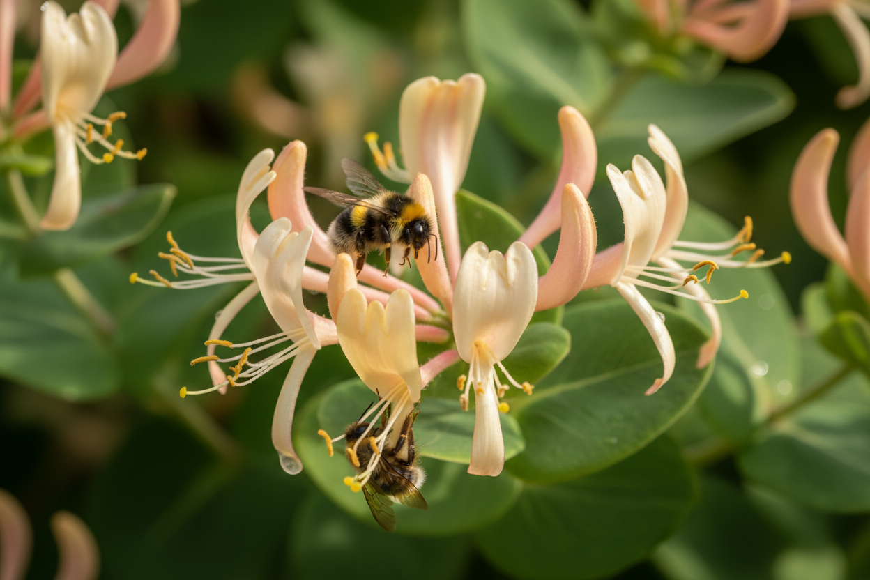 honeysuckle flower with bee