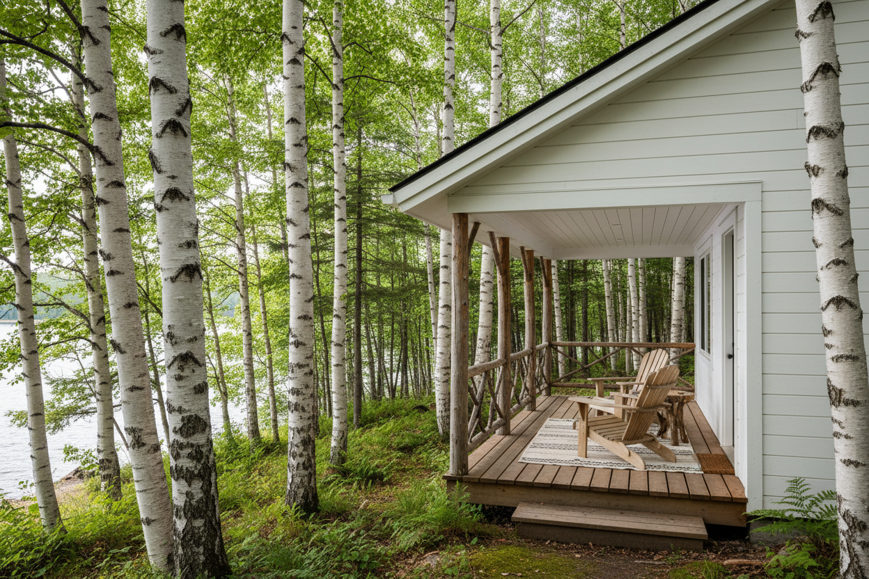 White Birch and Shiplap Outdoors